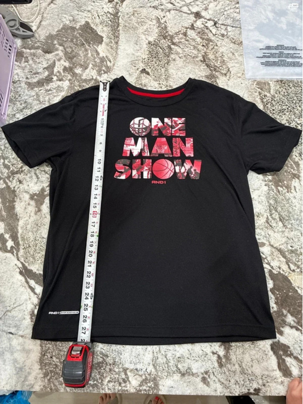AND1 Men's Large Black 'One Man Show' Graphic T-Shirt